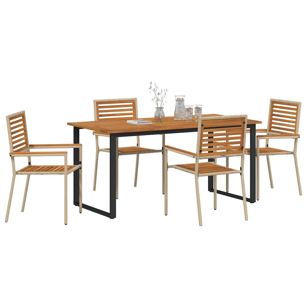 Hage Spisegruppe 5 pcs Beige Solid akasietre