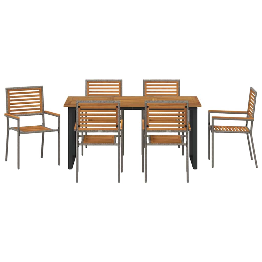 Hage Spisegruppe 7 pcs Grå Solid akasietre