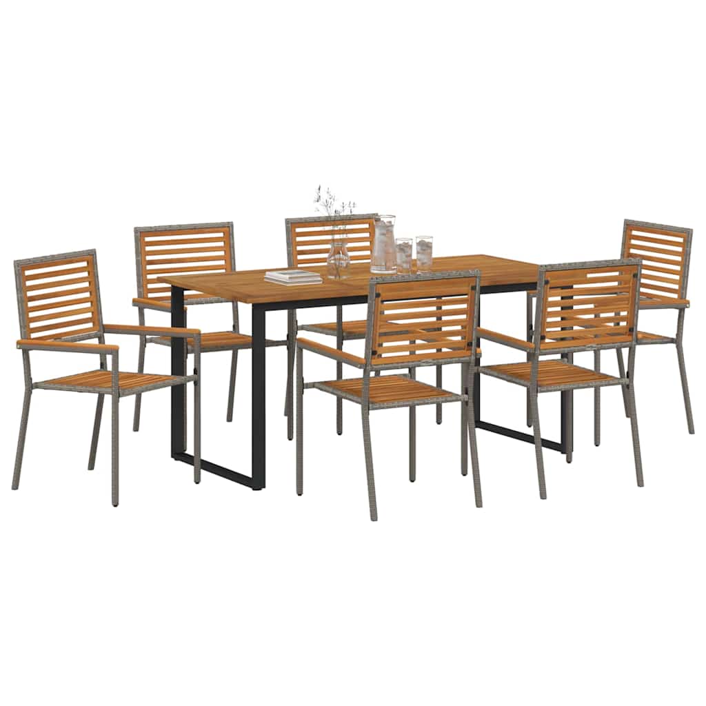 Hage Spisegruppe 7 pcs Grå Solid akasietre
