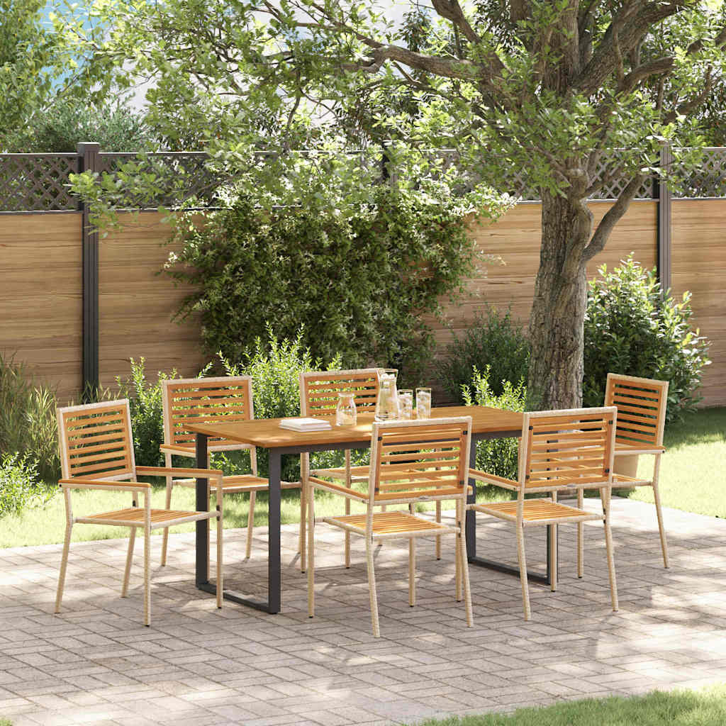 Hage Spisegruppe 7 pcs Beige Solid akasietre