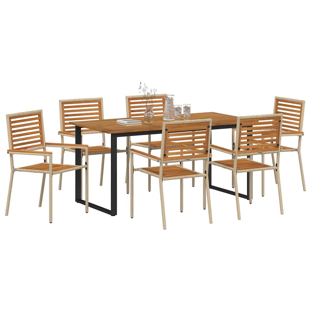 Hage Spisegruppe 7 pcs Beige Solid akasietre