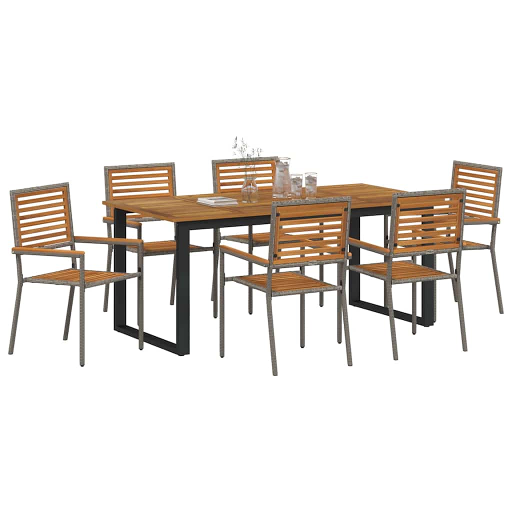 Hage Spisegruppe 7 pcs Grå Solid akasietre