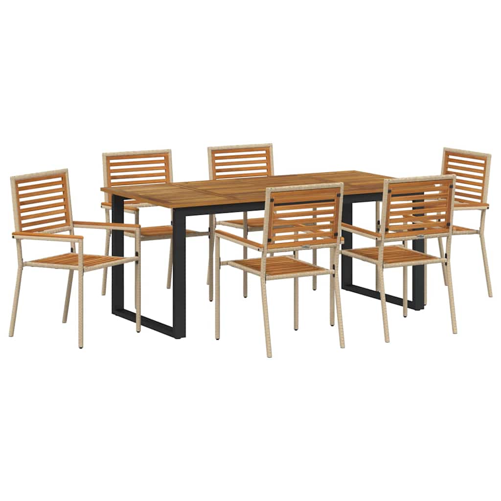 Hage Spisegruppe 7 pcs Beige Solid akasietre