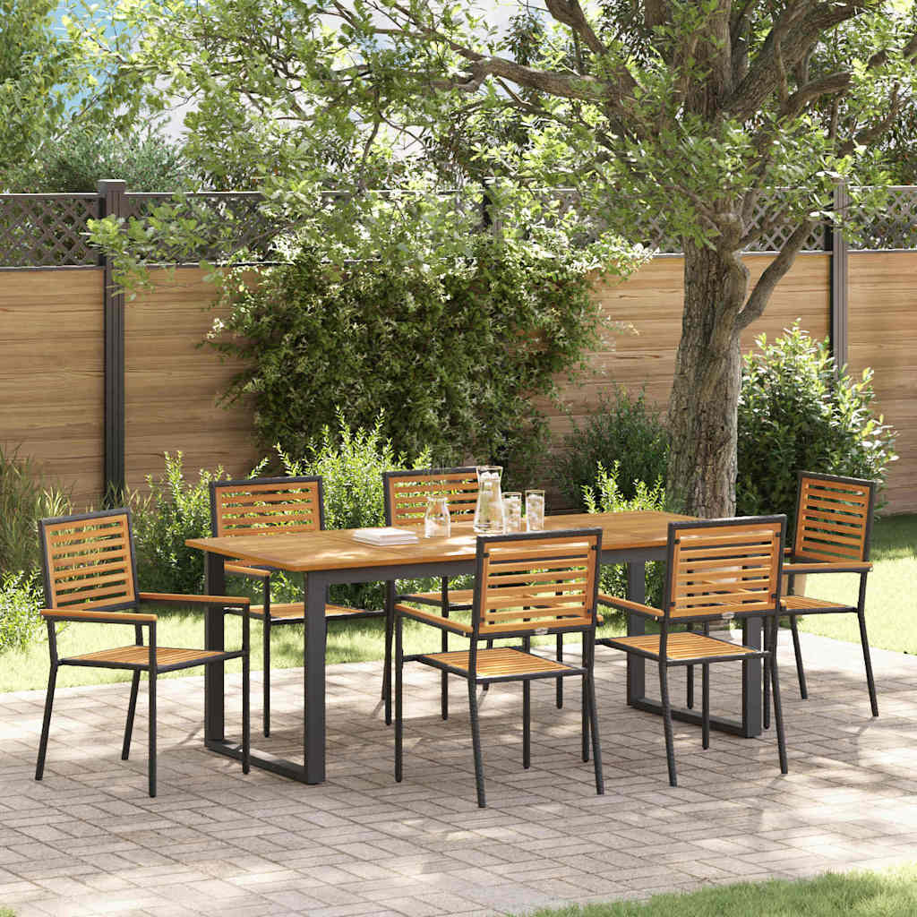 Hage Spisegruppe 7 pcs Svart Solid akasietre vidaXL