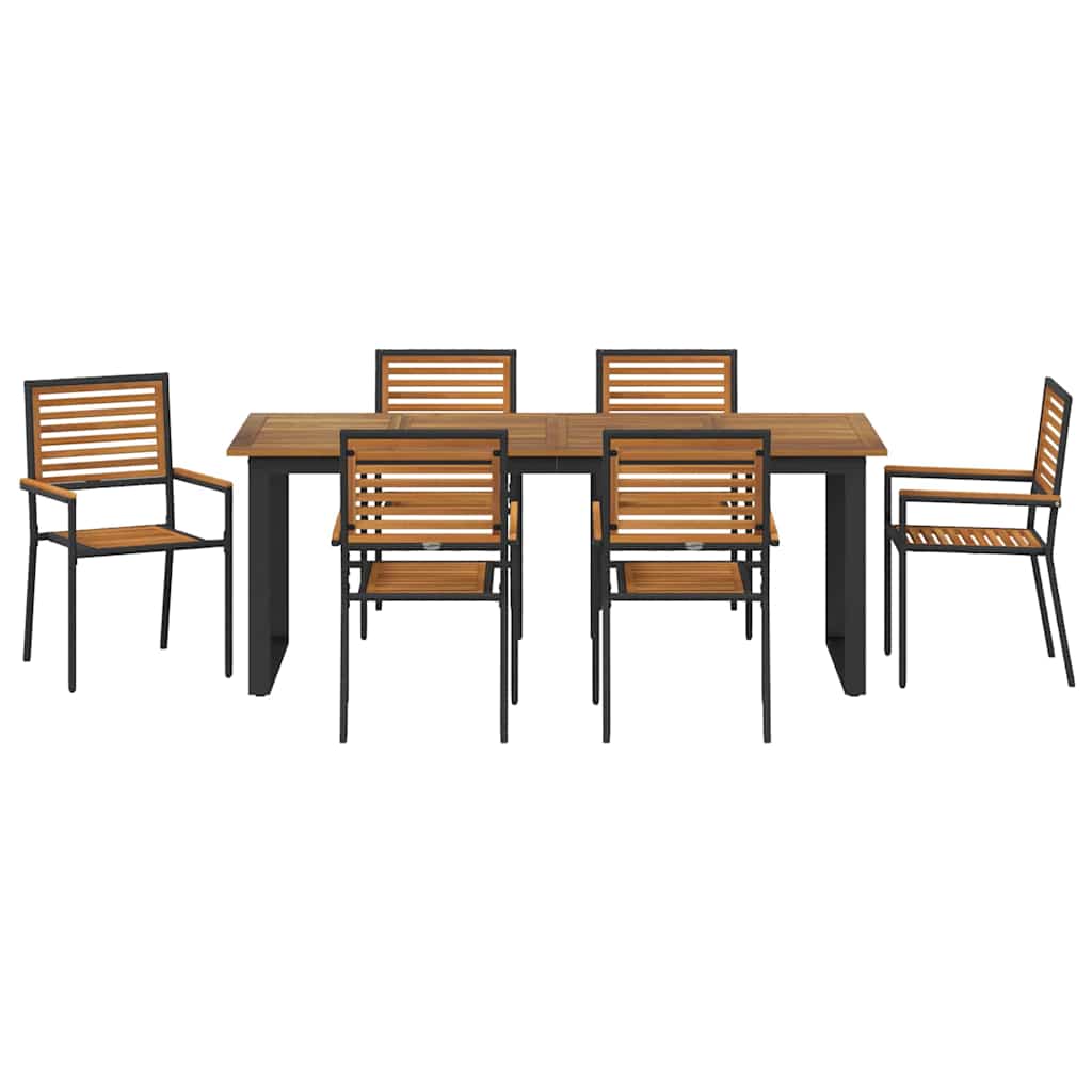Hage Spisegruppe 7 pcs Svart Solid akasietre vidaXL