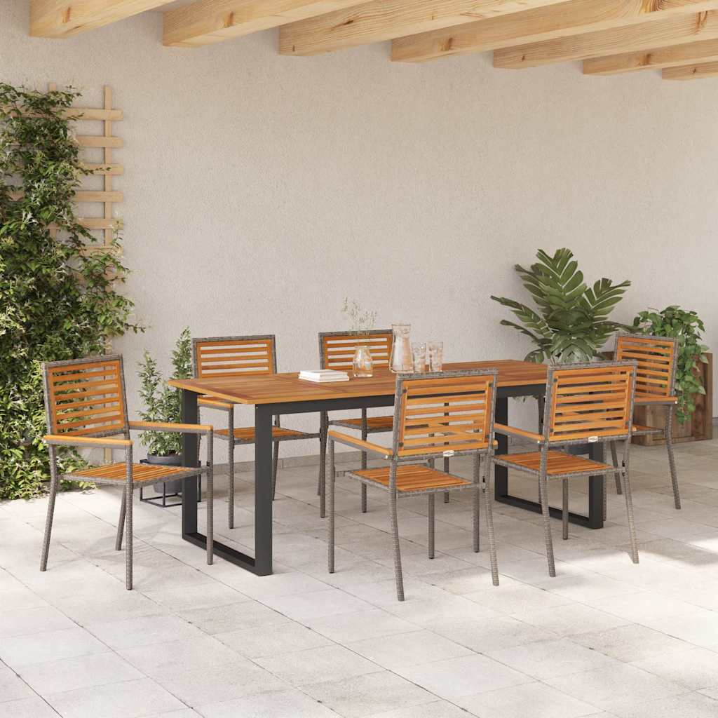 Hage Spisegruppe 7 pcs Grå Solid akasietre vidaXL