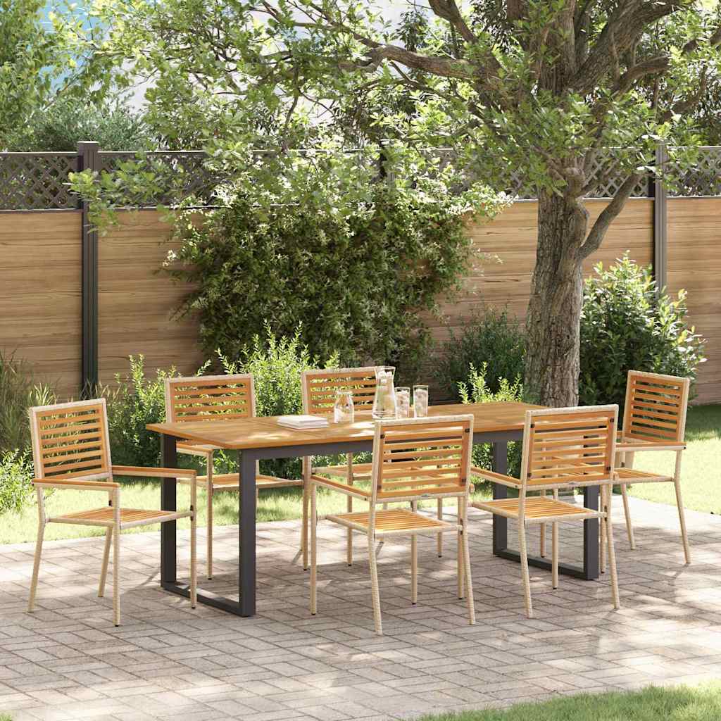 Hage Spisegruppe 7 pcs Beige Solid akasietre vidaXL