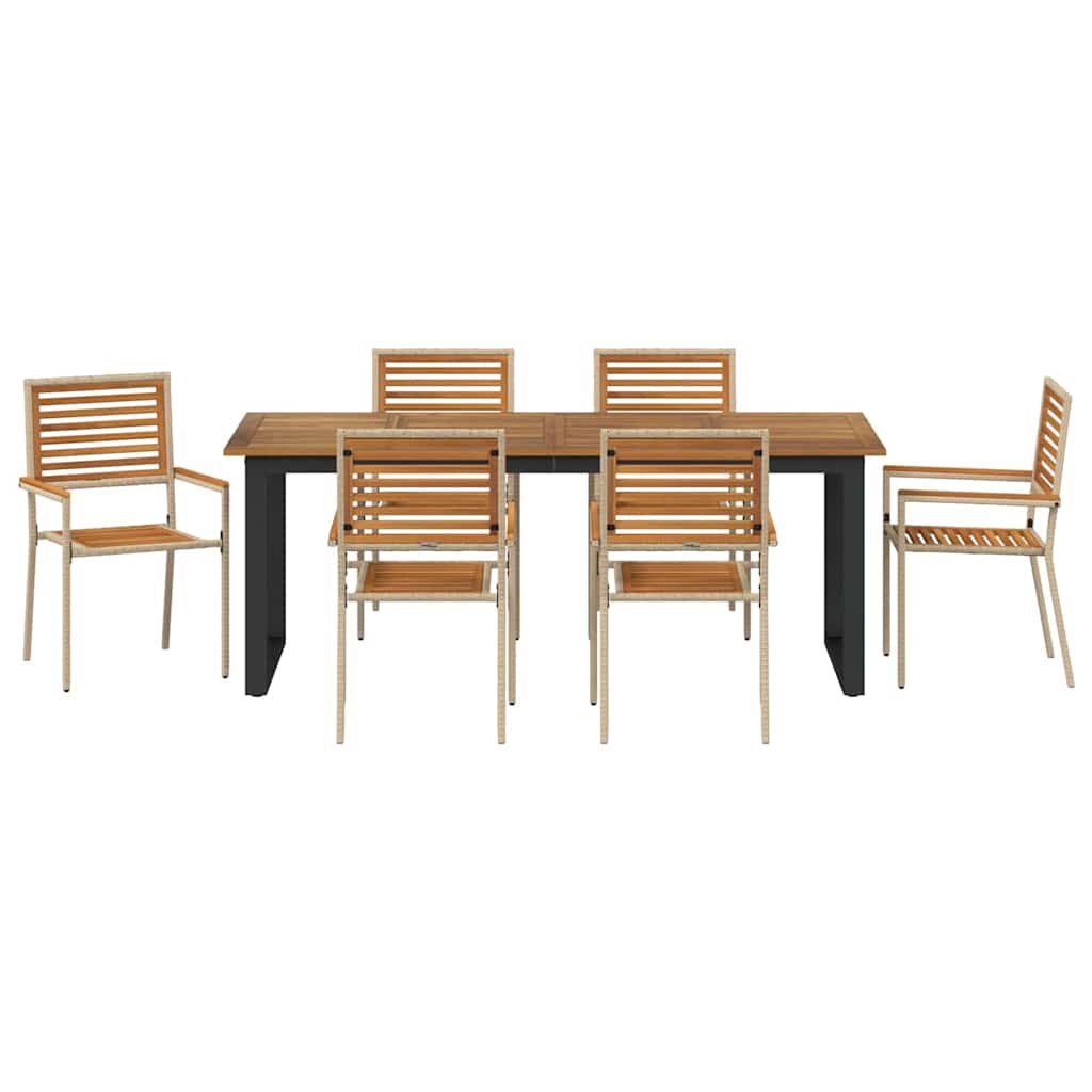 Hage Spisegruppe 7 pcs Beige Solid akasietre vidaXL