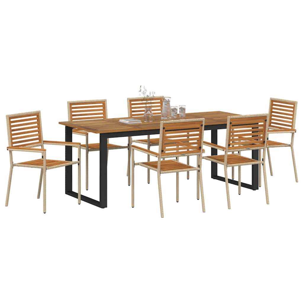 Hage Spisegruppe 7 pcs Beige Solid akasietre vidaXL