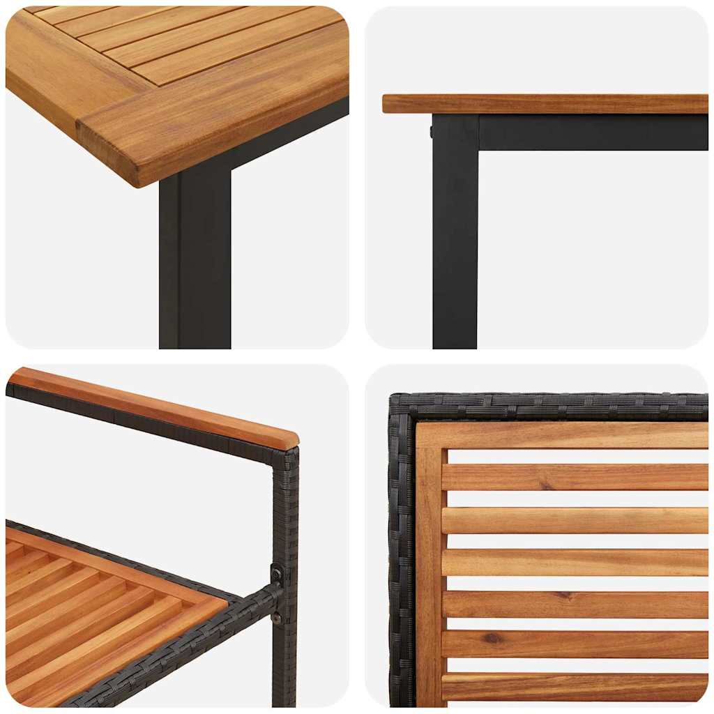 Hage Spisegruppe 9 pcs Svart Solid akasietre vidaXL