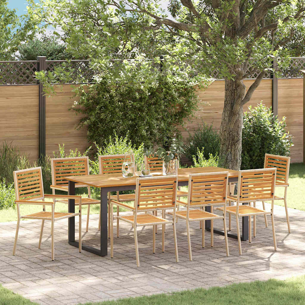 Hage Spisegruppe 9 pcs Beige Solid akasietre vidaXL