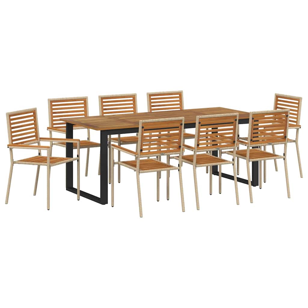 Hage Spisegruppe 9 pcs Beige Solid akasietre vidaXL