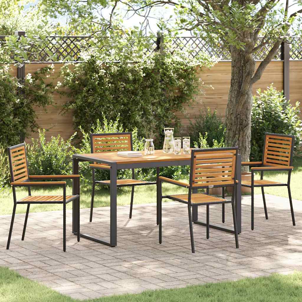 Hage Spisegruppe 5 pcs Svart, Tre 140 x 80 x 75 cm polyrotting
