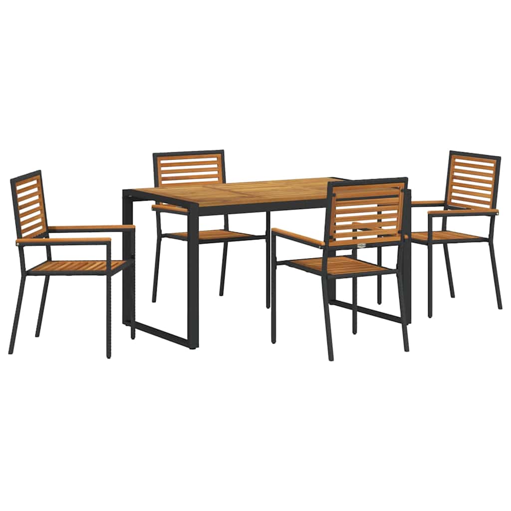 Hage Spisegruppe 5 pcs Svart, Tre 140 x 80 x 75 cm polyrotting