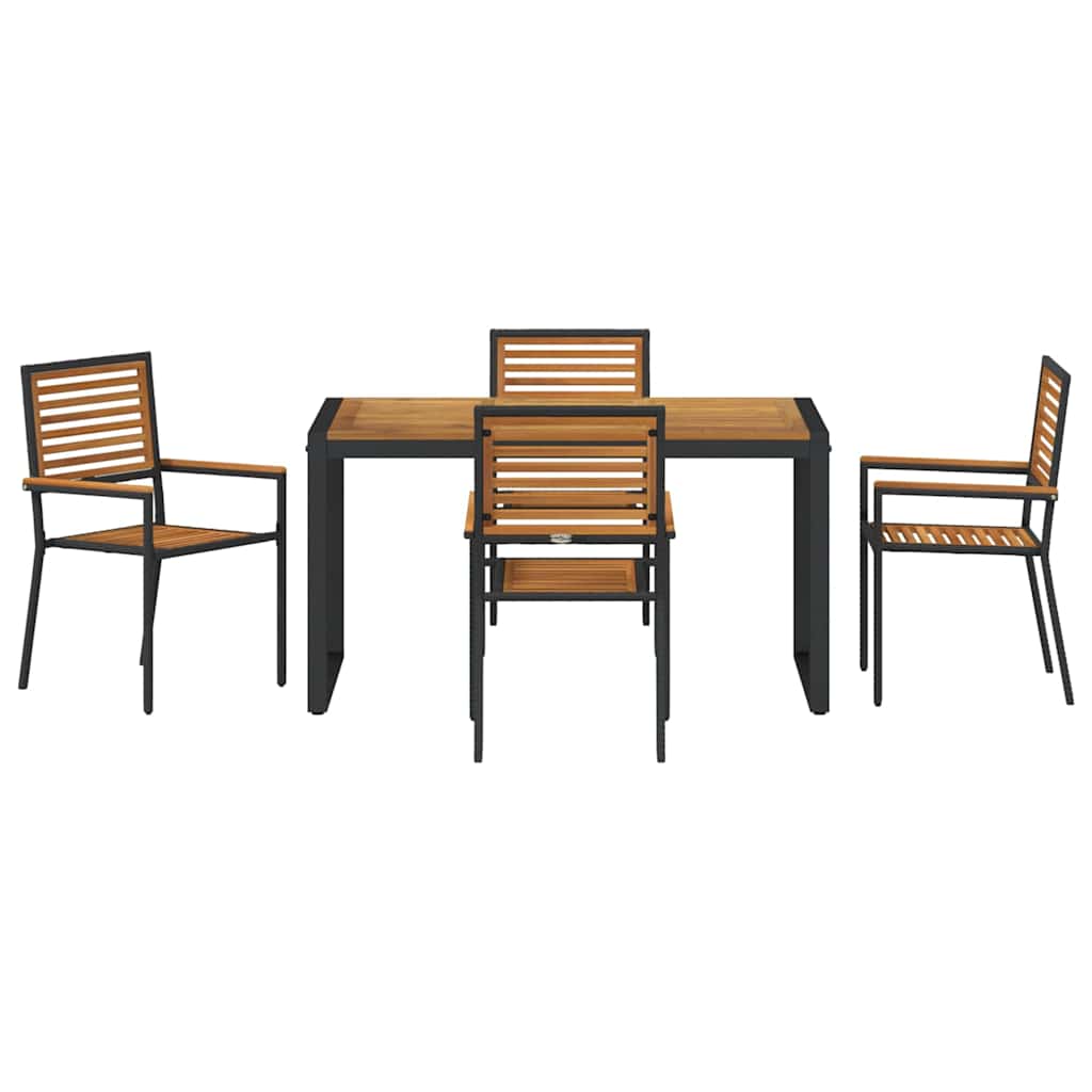 Hage Spisegruppe 5 pcs Svart, Tre 140 x 80 x 75 cm polyrotting