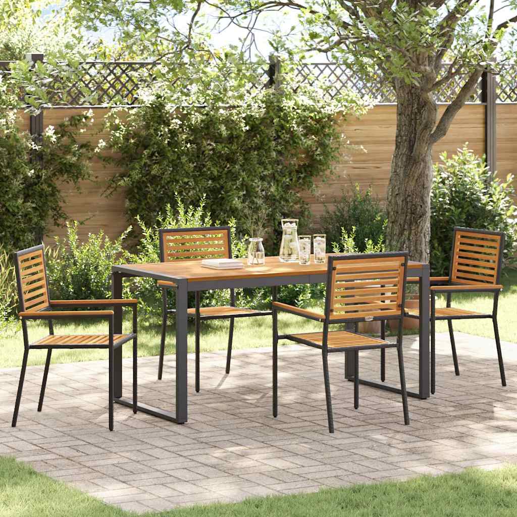 Hage Spisegruppe 5 pcs Svart og Brun polyrotting vidaXL