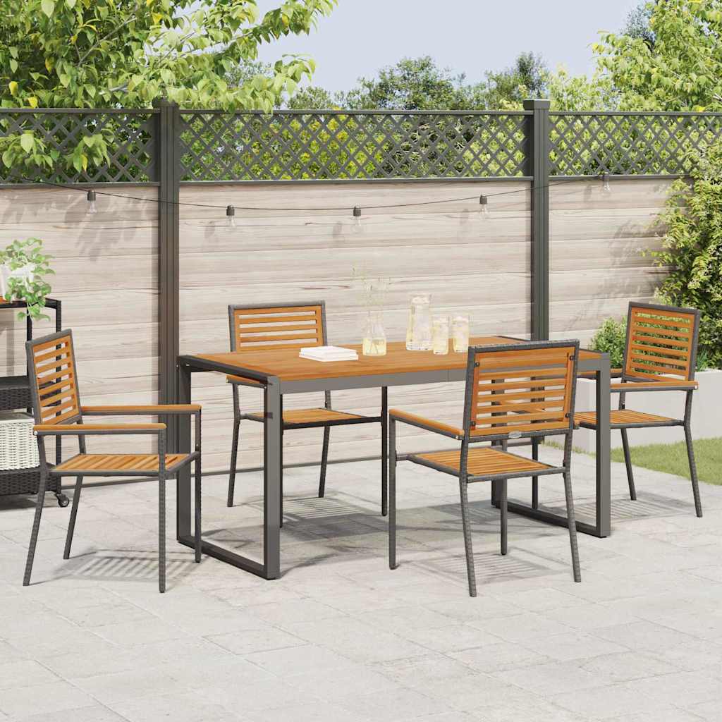 Hage Spisegruppe 5 pcs Svart og Brun polyrotting vidaXL