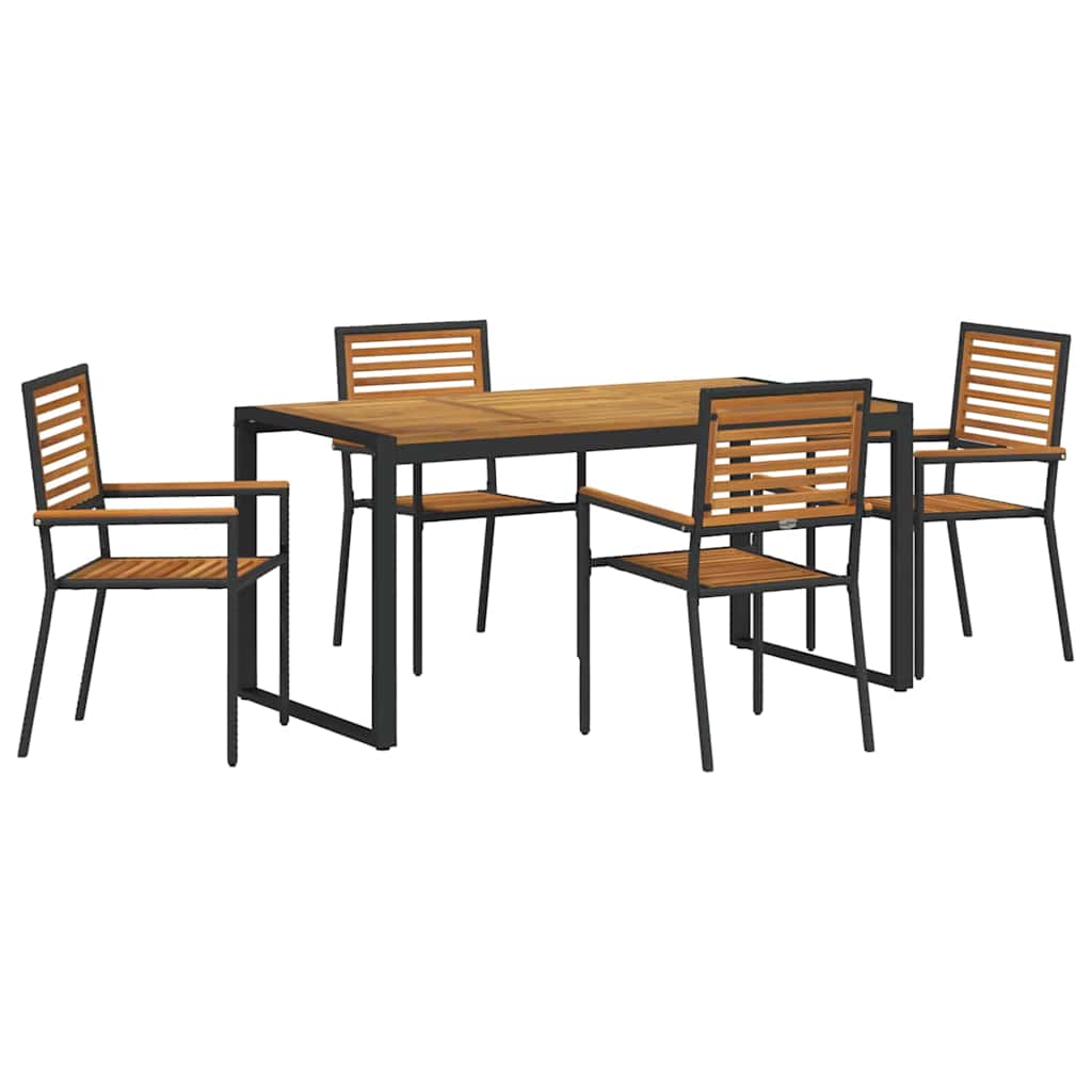 Hage Spisegruppe 5 pcs Svart og Brun polyrotting vidaXL
