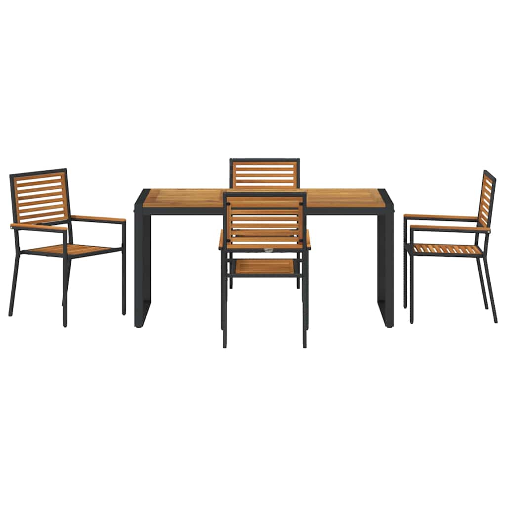 Hage Spisegruppe 5 pcs Svart og Brun polyrotting vidaXL