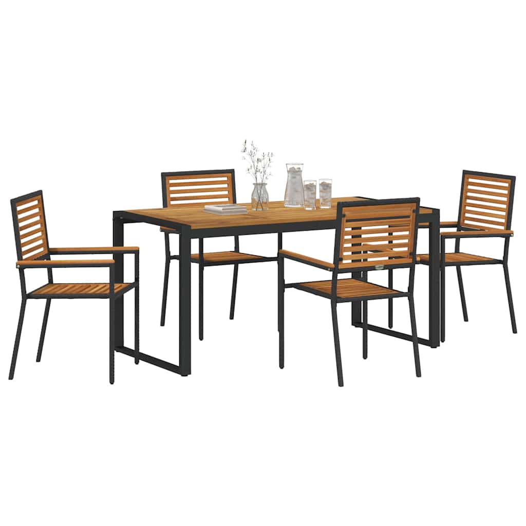 Hage Spisegruppe 5 pcs Svart og Brun polyrotting vidaXL