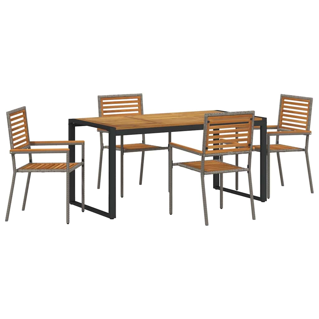 Hage Spisegruppe 5 pcs Grå og Brun polyrotting vidaXL