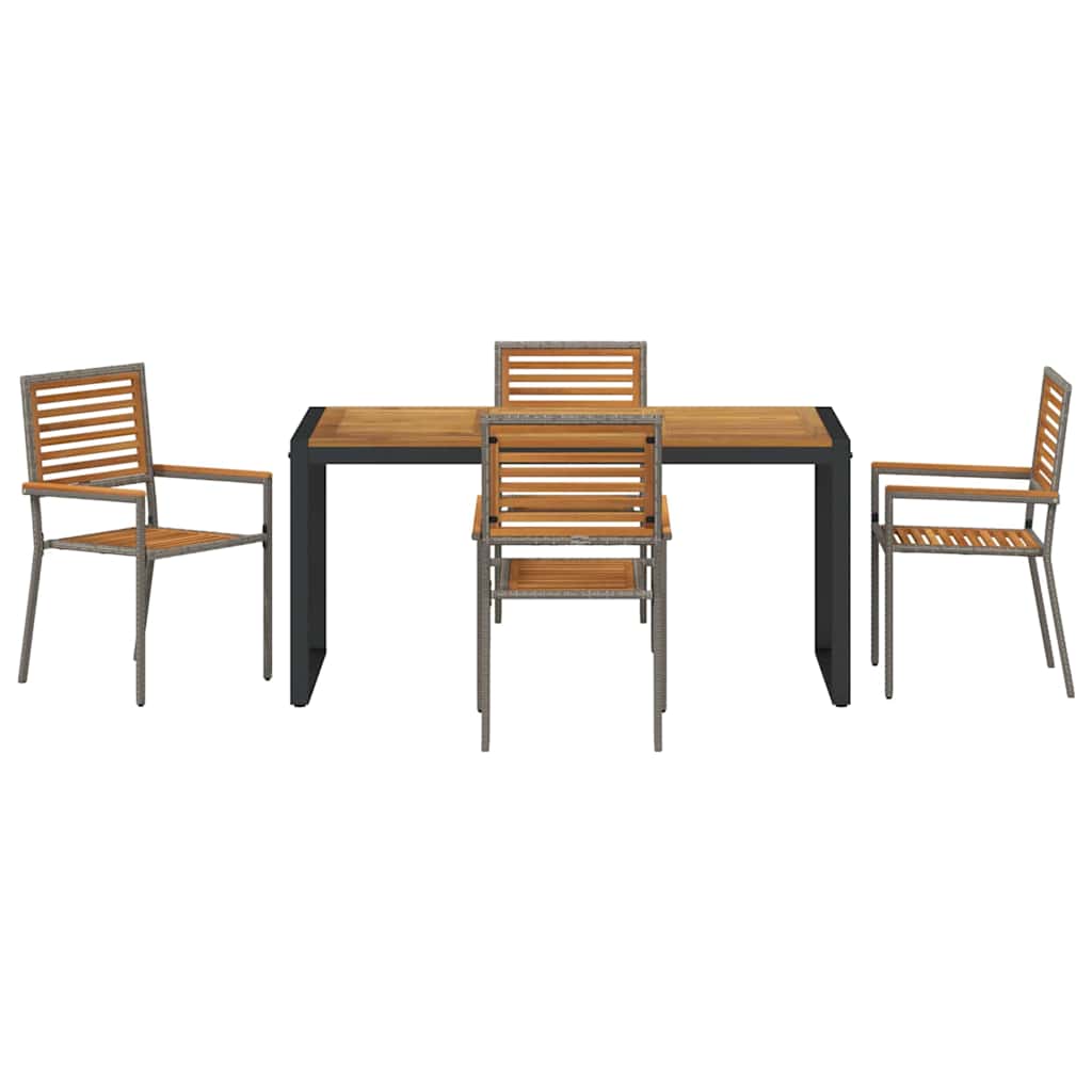 Hage Spisegruppe 5 pcs Grå og Brun polyrotting vidaXL