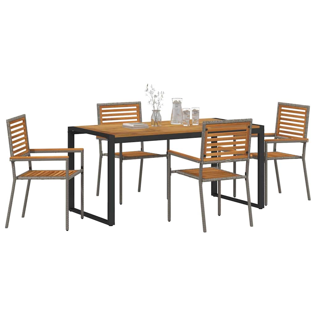 Hage Spisegruppe 5 pcs Grå og Brun polyrotting vidaXL