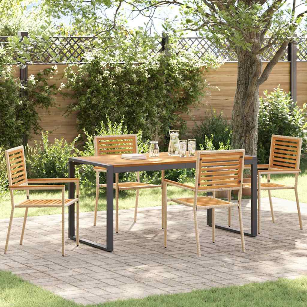 Hage Spisegruppe 5 pcs Beige og Brun polyrotting vidaXL