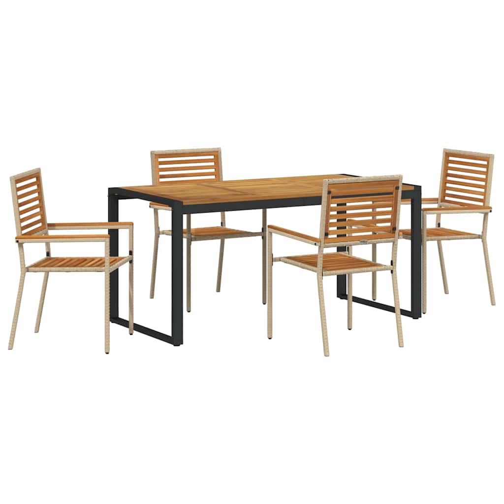 Hage Spisegruppe 5 pcs Beige og Brun polyrotting vidaXL