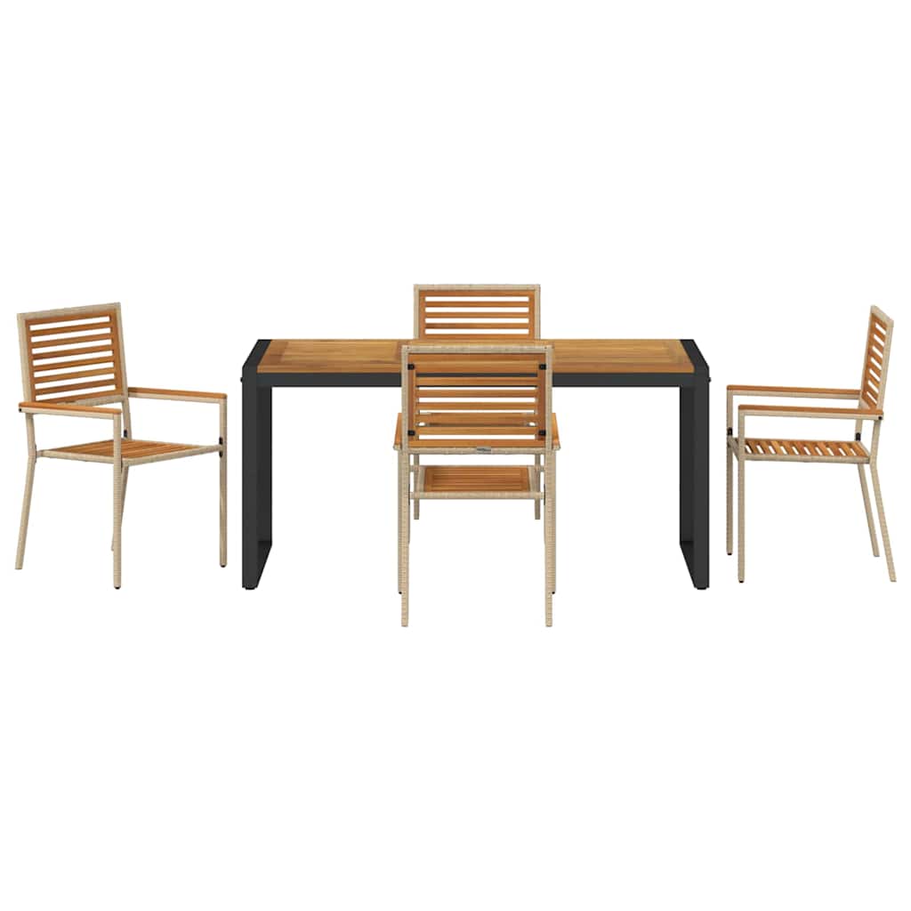 Hage Spisegruppe 5 pcs Beige og Brun polyrotting vidaXL