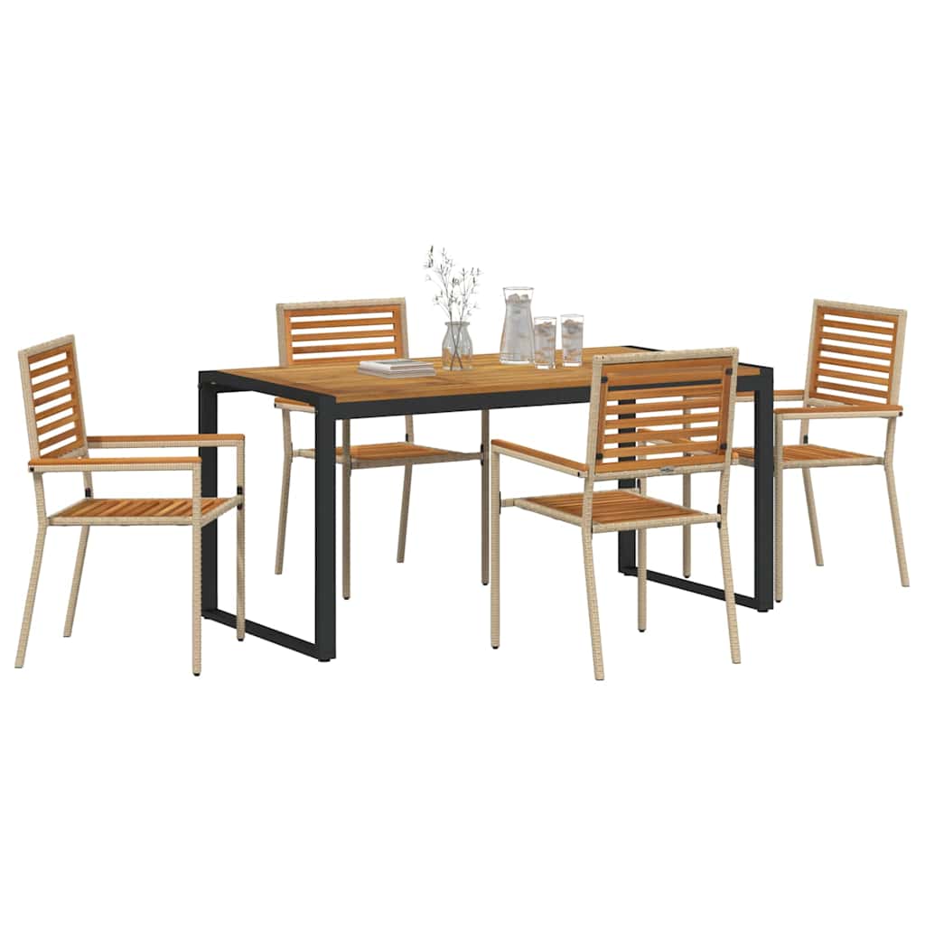 Hage Spisegruppe 5 pcs Beige og Brun polyrotting vidaXL