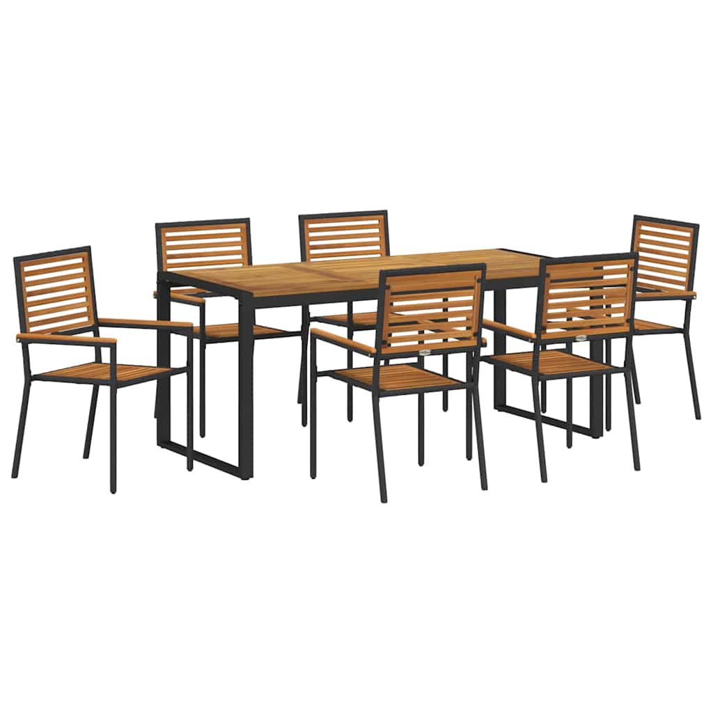 Hage Spisegruppe 7 pcs Svart og Brun polyrotting vidaXL