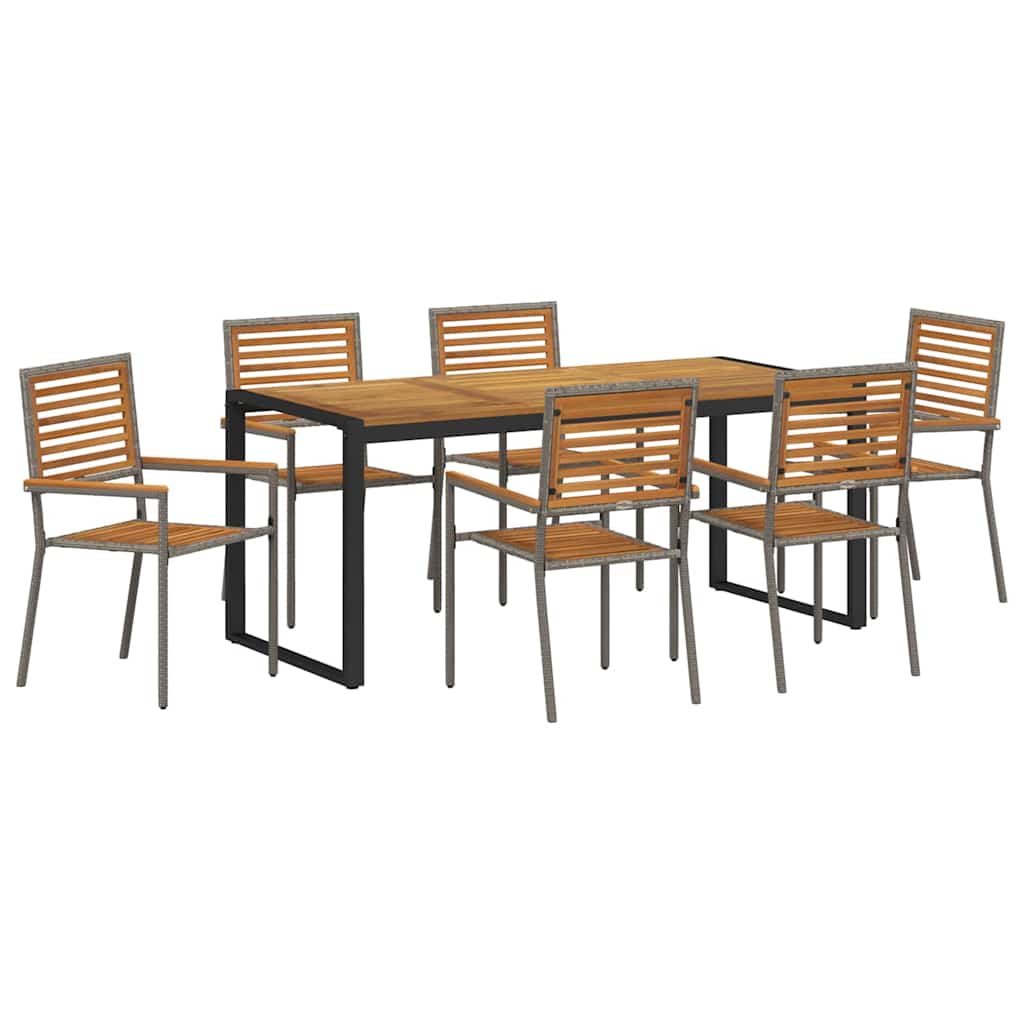 Hage Spisegruppe 7 pcs Grå og Brun polyrotting vidaXL