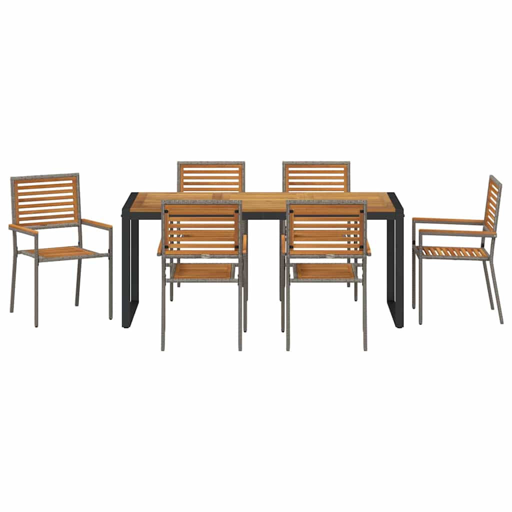 Hage Spisegruppe 7 pcs Grå og Brun polyrotting vidaXL