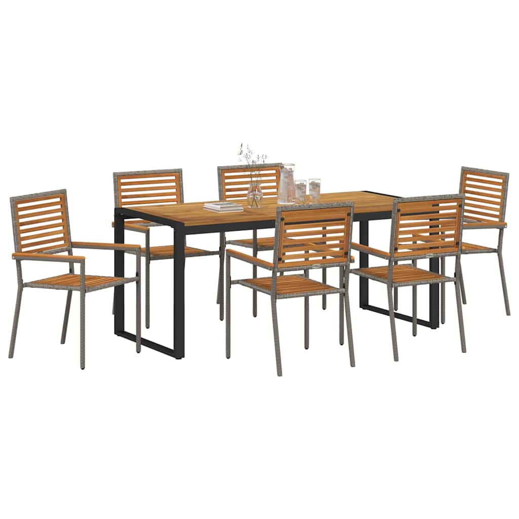 Hage Spisegruppe 7 pcs Grå og Brun polyrotting vidaXL