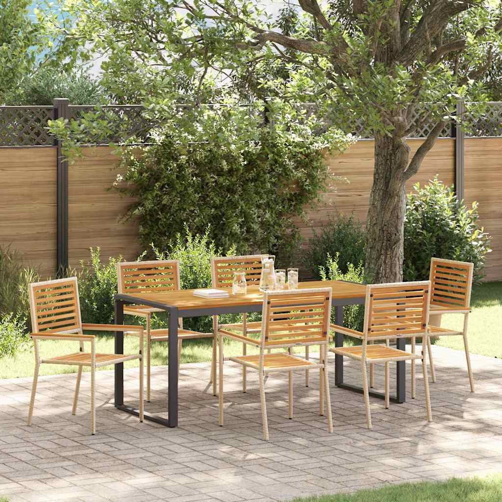 Hage Spisegruppe 7 pcs Beige og Brun polyrotting vidaXL