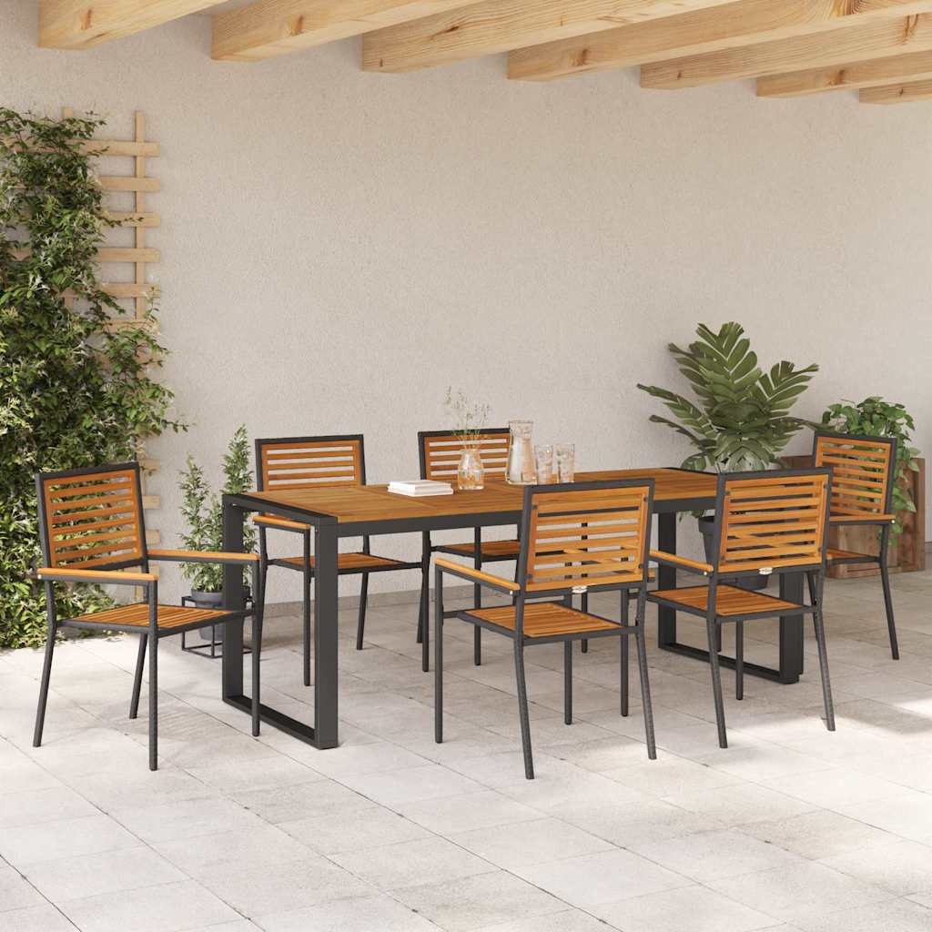 Hage Spisegruppe 7 pcs Svart og Brun polyrotting vidaXL