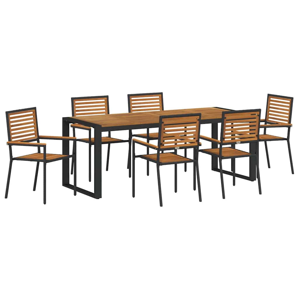 Hage Spisegruppe 7 pcs Svart og Brun polyrotting vidaXL