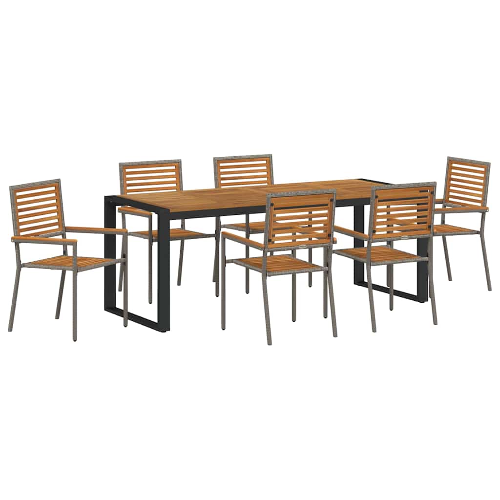 Hage Spisegruppe 7 pcs Grå og Brun polyrotting vidaXL