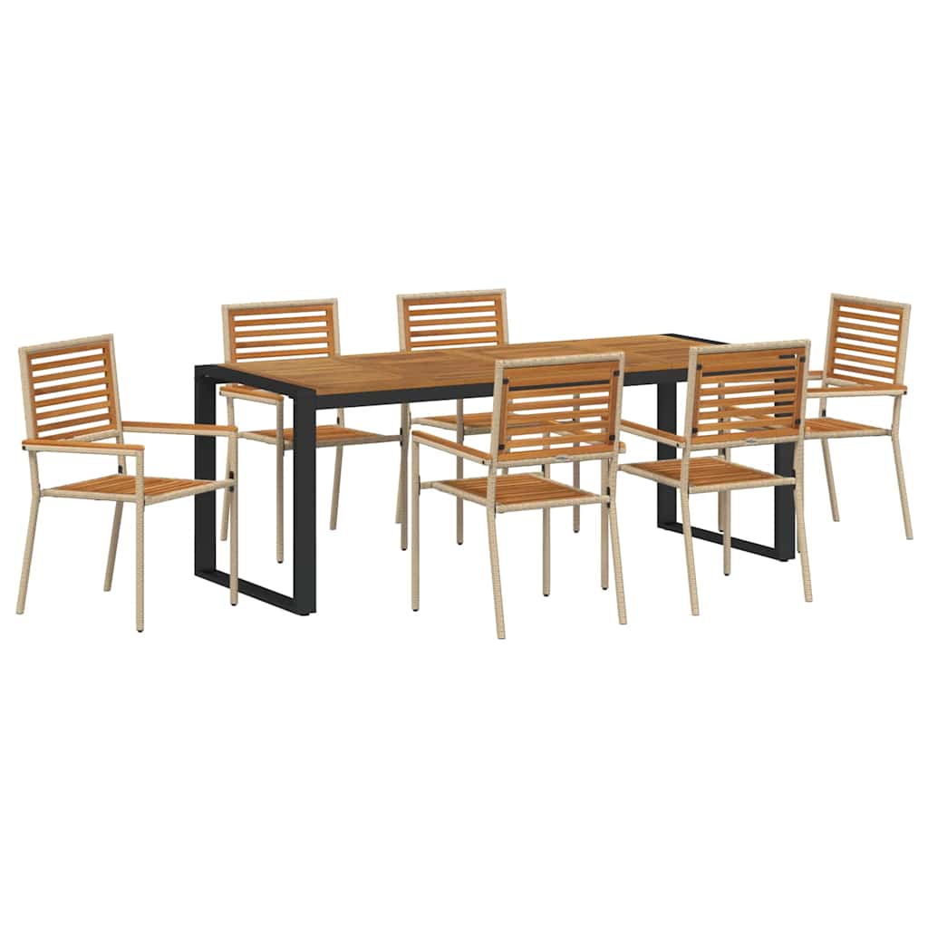 Hage Spisegruppe 7 pcs Beige og Brun polyrotting vidaXL