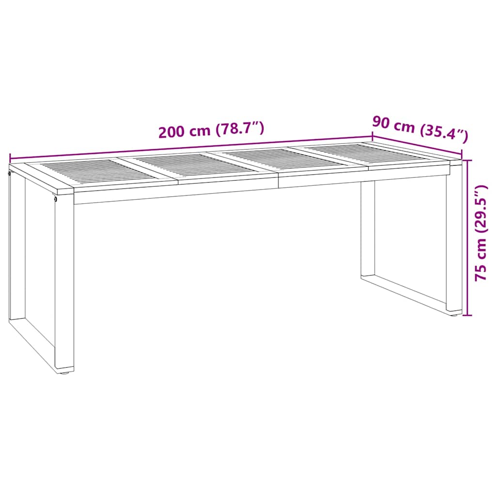 Hage Spisegruppe 9 pcs Svart og Tre 200 x 80 x 75 cm