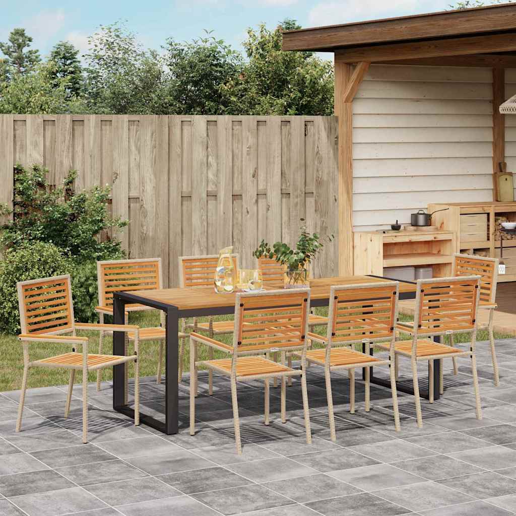 Hage Spisegruppe 9 pcs Beige og Brun polyrotting vidaXL