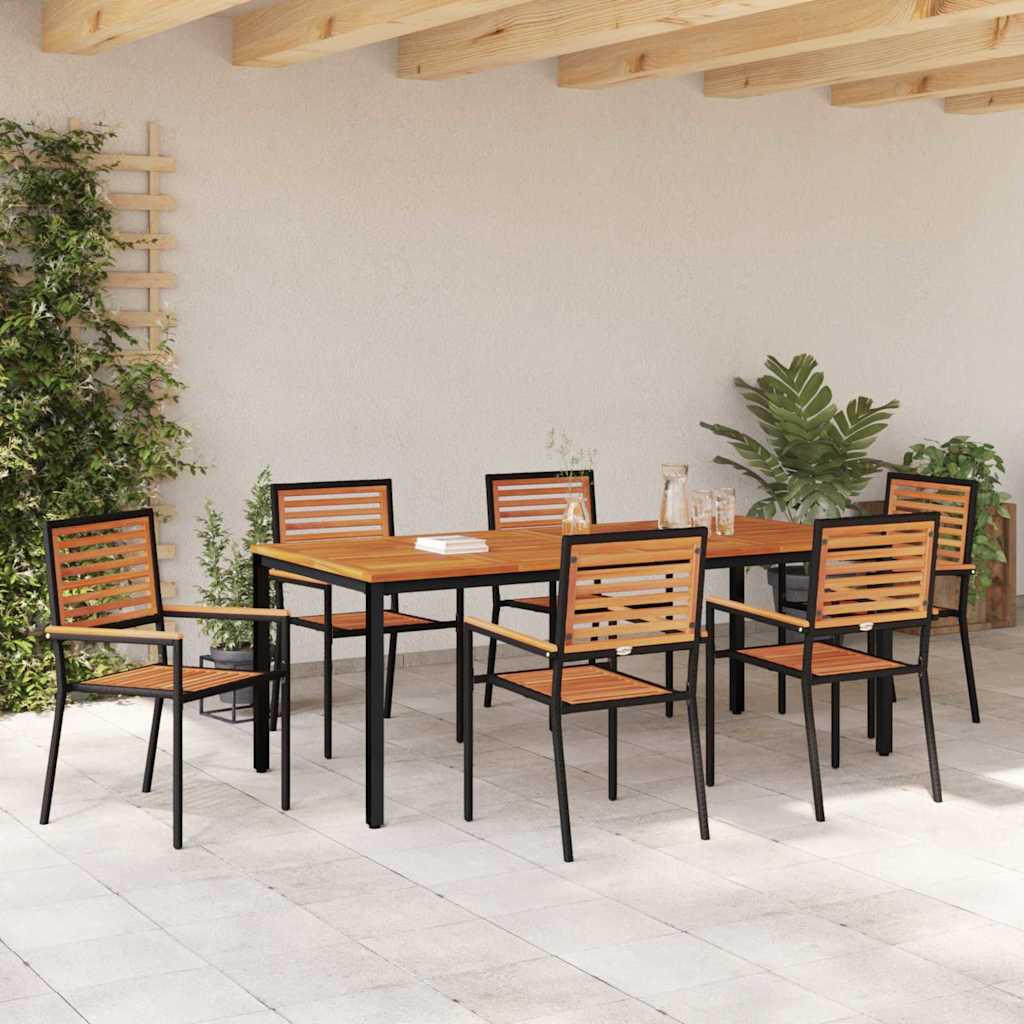 Hage Spisegruppe 7 pcs Svart 200 x 100 x 75 cm polyrotting