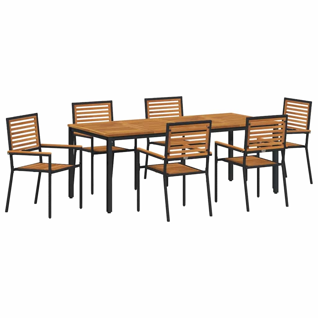 Hage Spisegruppe 7 pcs Svart 200 x 100 x 75 cm polyrotting