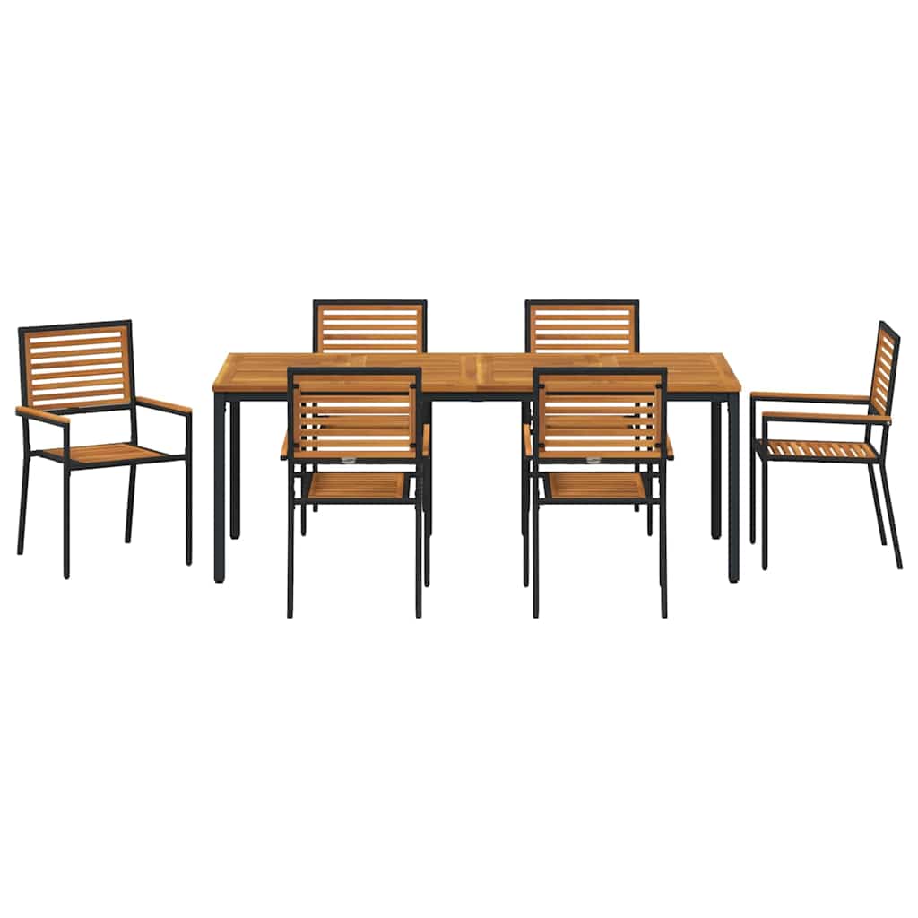 Hage Spisegruppe 7 pcs Svart 200 x 100 x 75 cm polyrotting