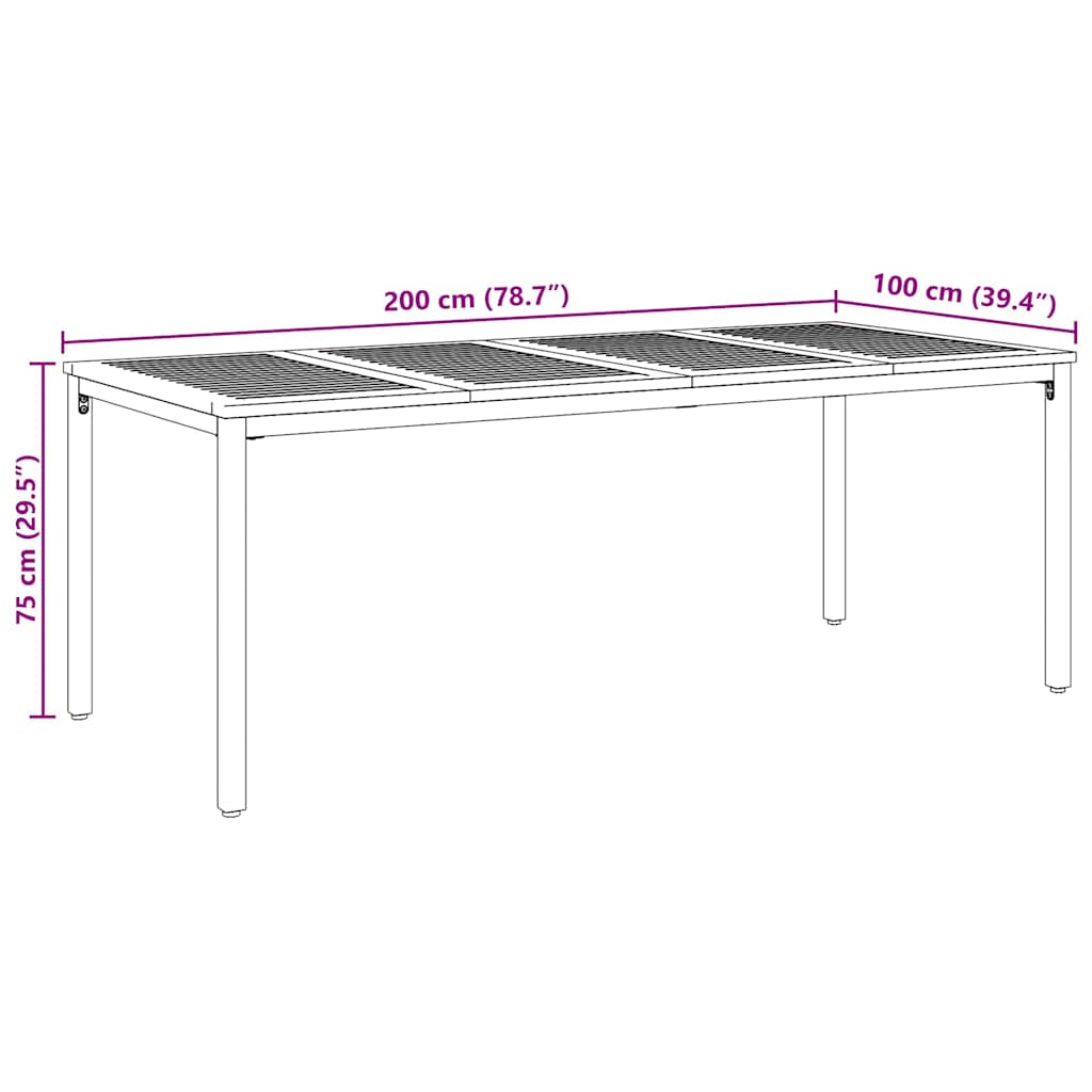 Hage Spisegruppe 7 pcs Svart 200 x 100 x 75 cm polyrotting