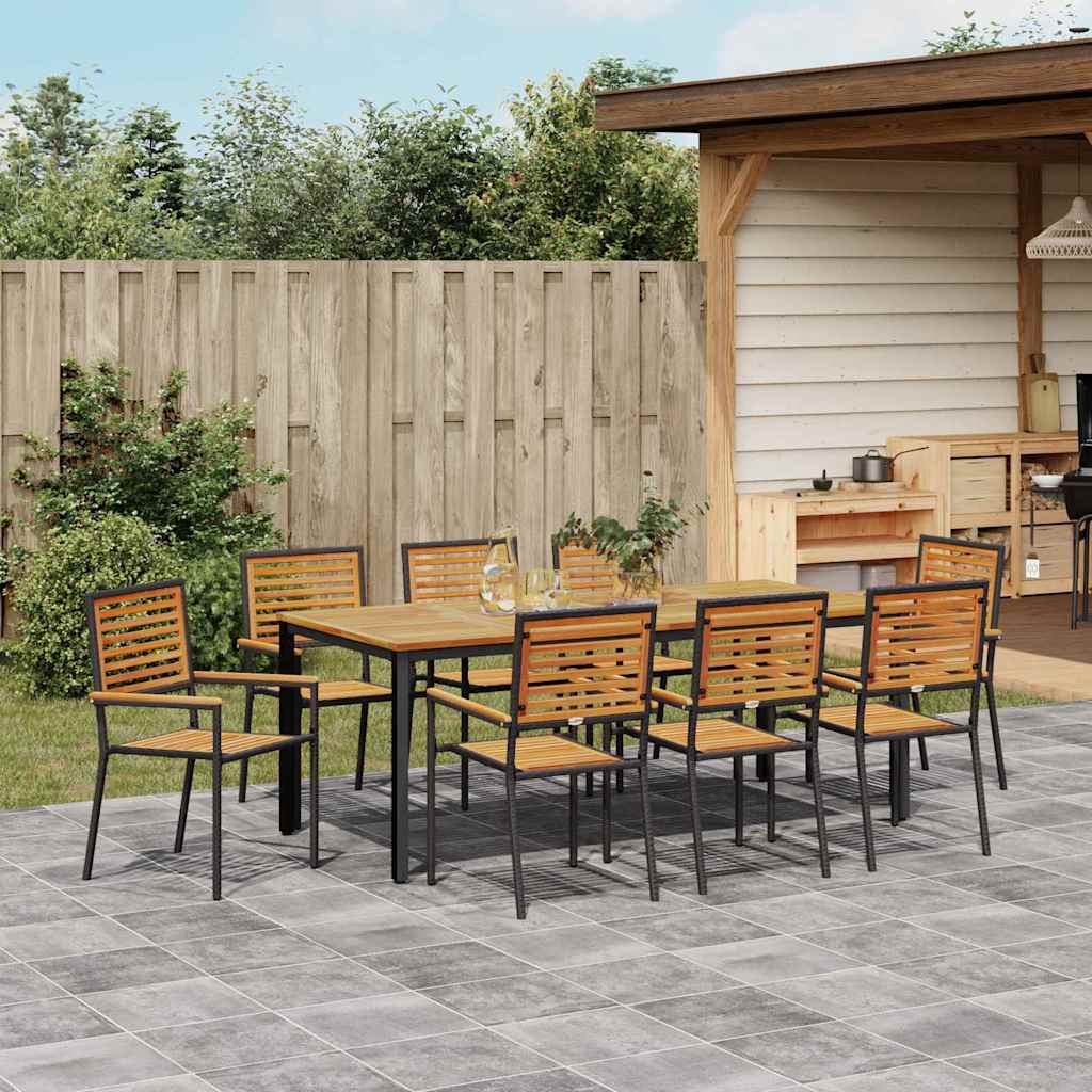 Hage Spisegruppe 9 pcs Svart 200 x 100 x 75 cm polyrotting
