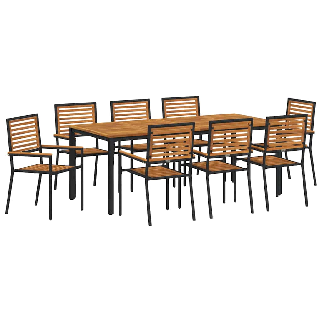 Hage Spisegruppe 9 pcs Svart 200 x 100 x 75 cm polyrotting