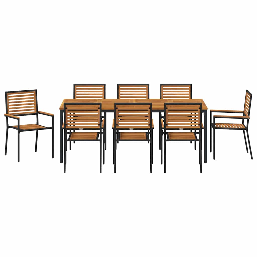 Hage Spisegruppe 9 pcs Svart 200 x 100 x 75 cm polyrotting