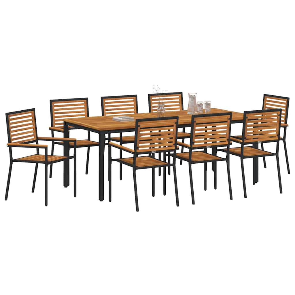 Hage Spisegruppe 9 pcs Svart 200 x 100 x 75 cm polyrotting